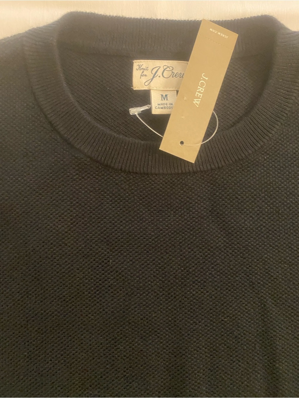 J. Crew Men's Black Crewneck Textured Cotton Knit Sweater New Size S/M